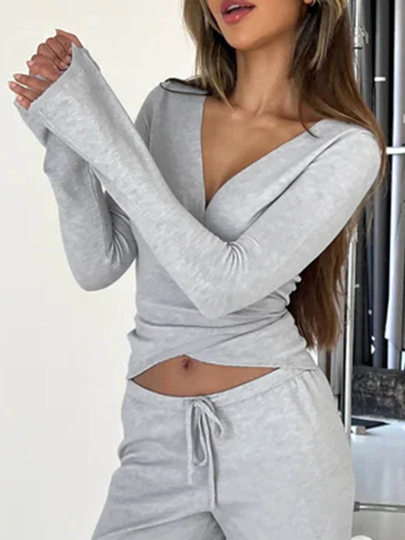 Tie Wrap Long Sleeve Matching Set