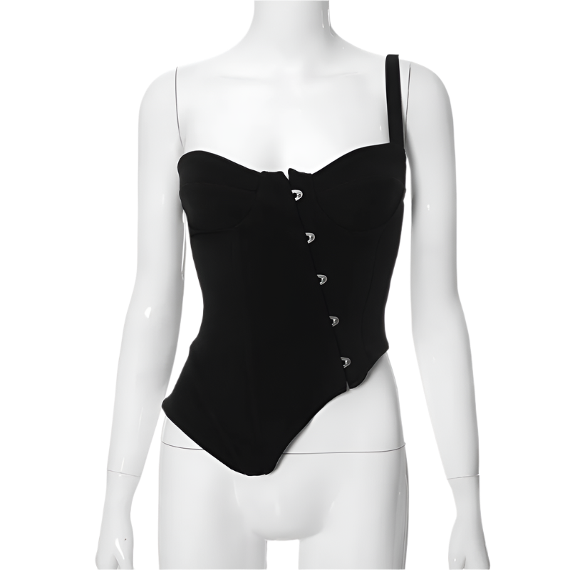 Asymmetrical One Shoulder Bustier Corset Top