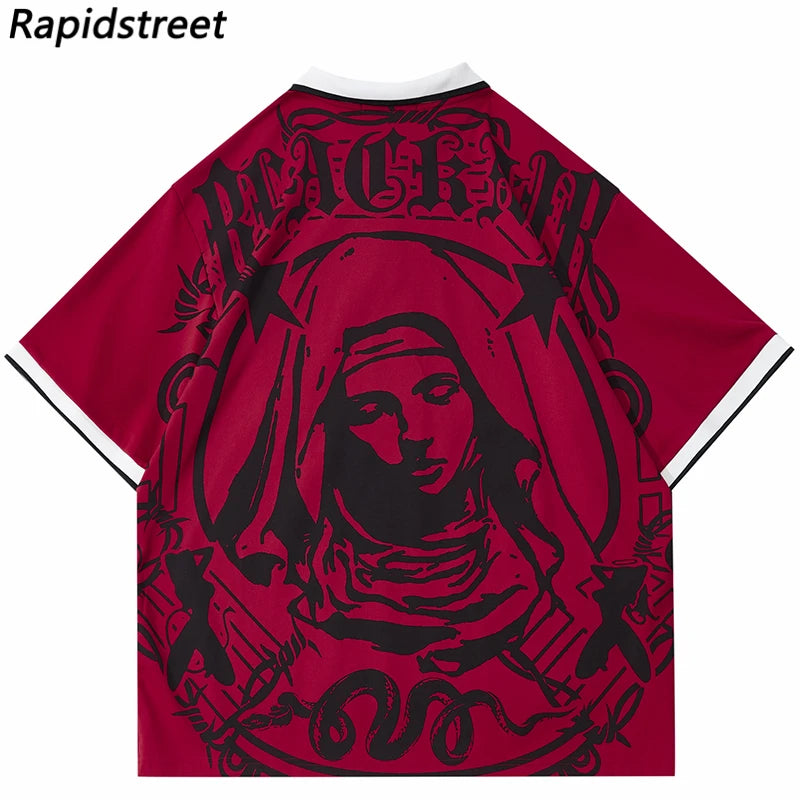 Virgin Mary Graphic Polo Shirt