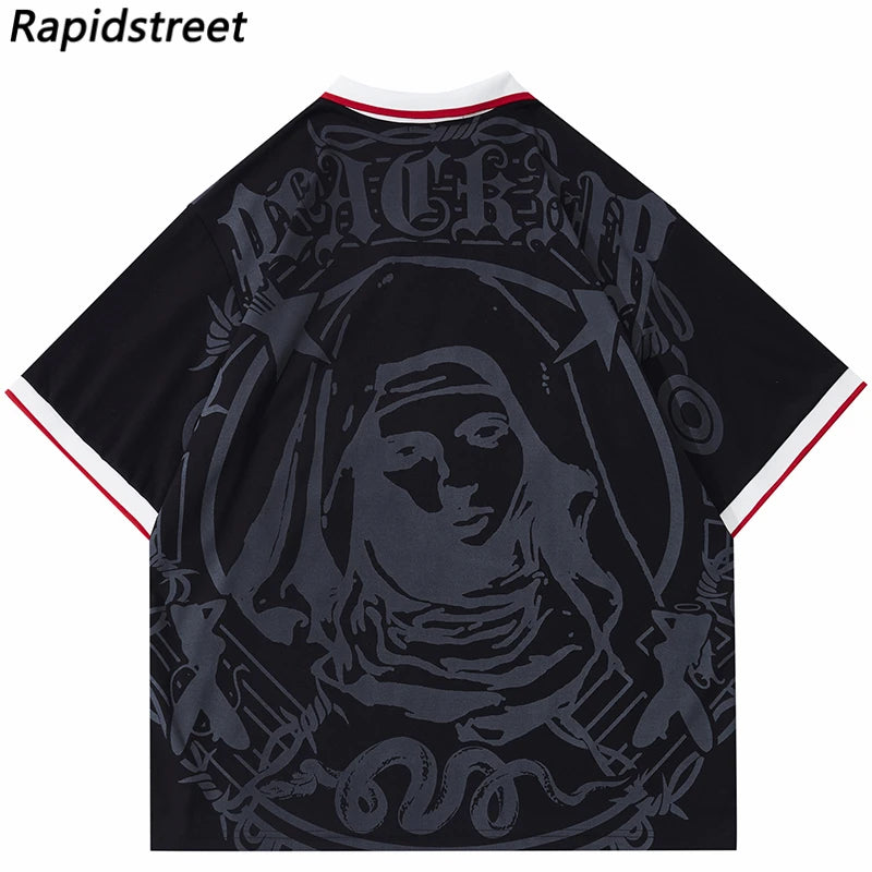 Virgin Mary Graphic Polo Shirt