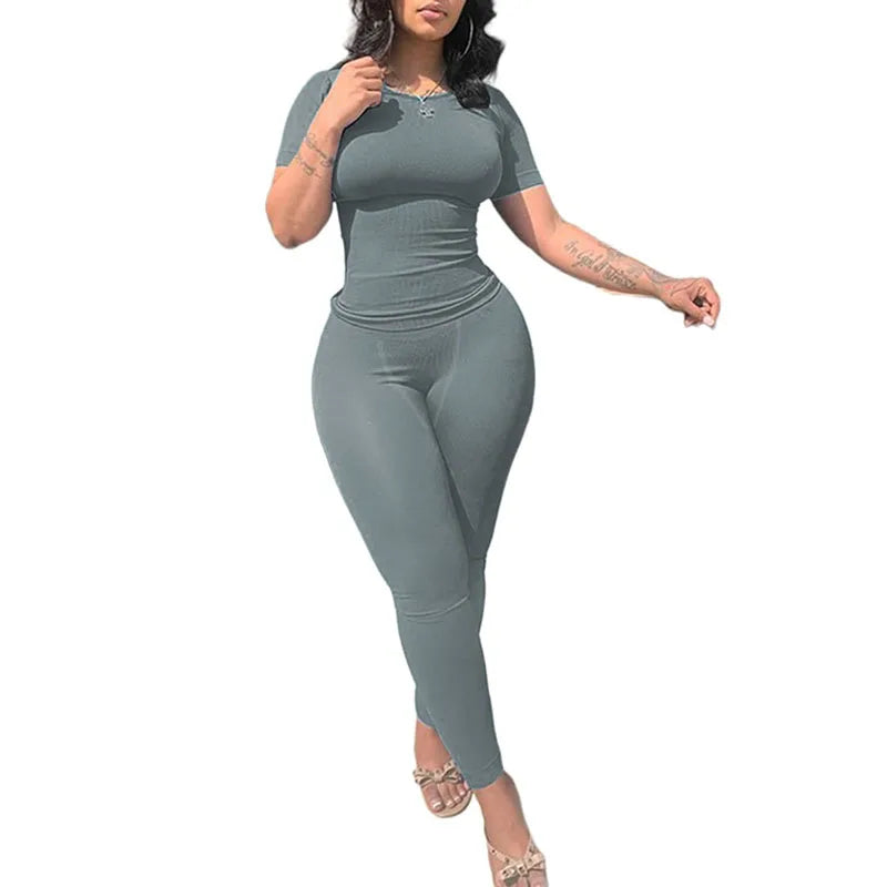 Lounge Wear Ribbed 2 Piece Matching Set