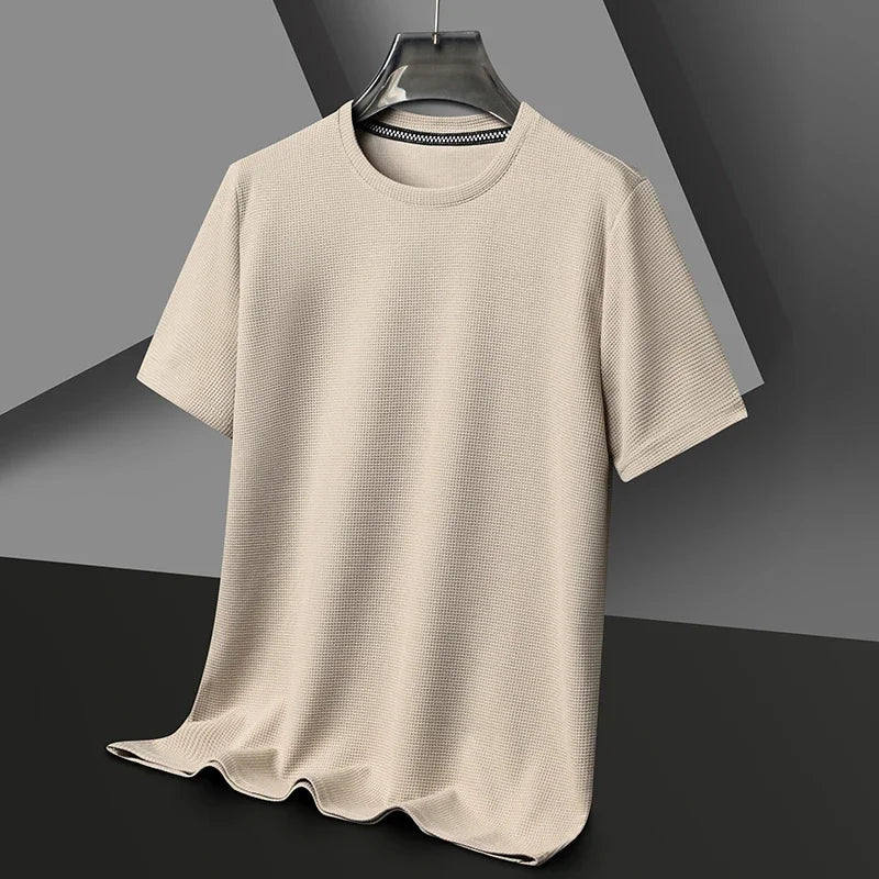 Waffle Round Neck Short Sleeve T-Shirt