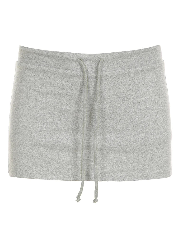 Knit Drawstring Mini Skirt