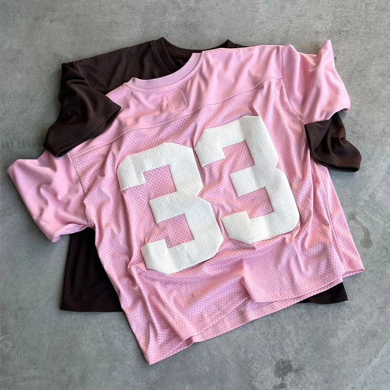 Oversized Mesh Sports Jersey T Shirt