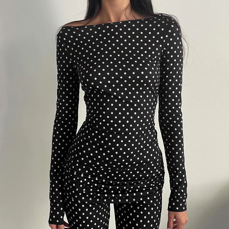 Polka Dot Print Long Sleeve