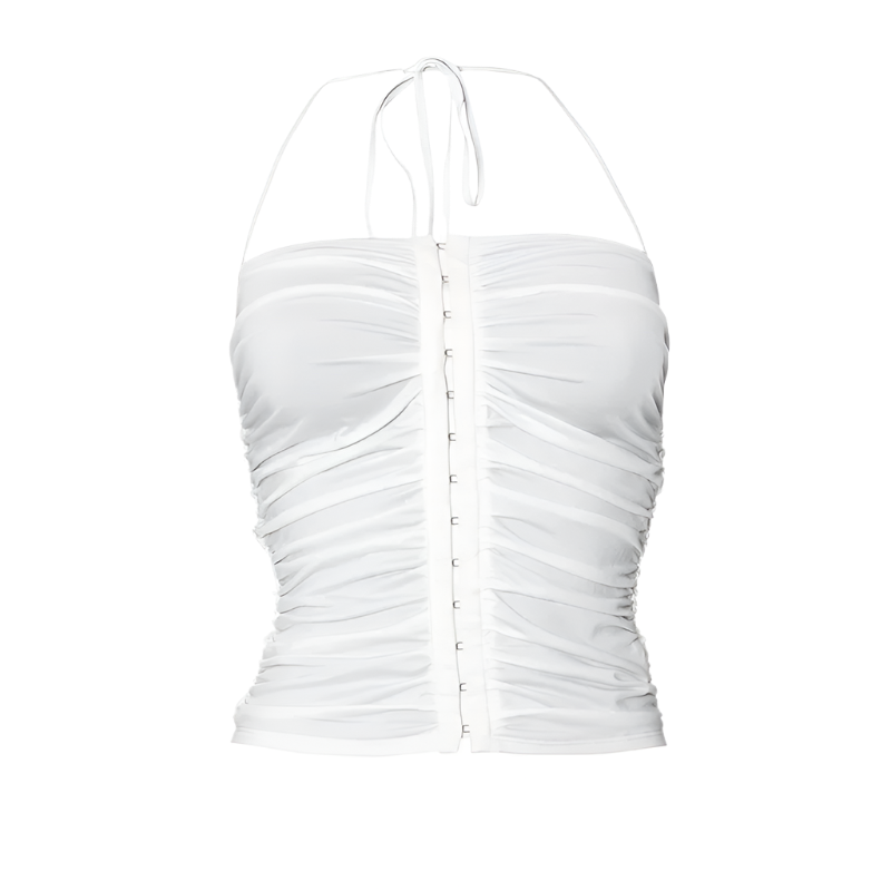 Ruched Spagetthi Strap Halter Top