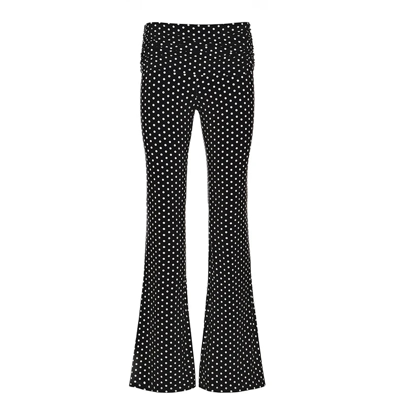 Polka Dot Print Flared Pants