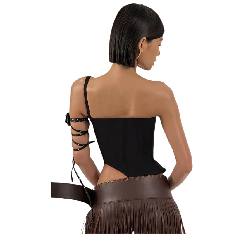 Asymmetrical One Shoulder Bustier Corset Top