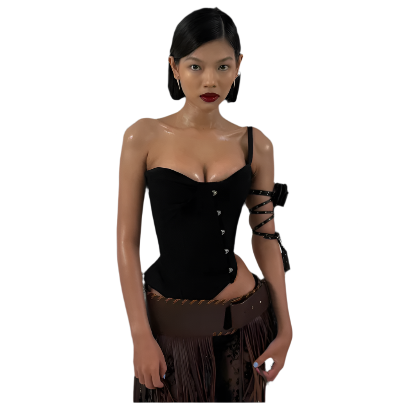 Asymmetrical One Shoulder Bustier Corset Top