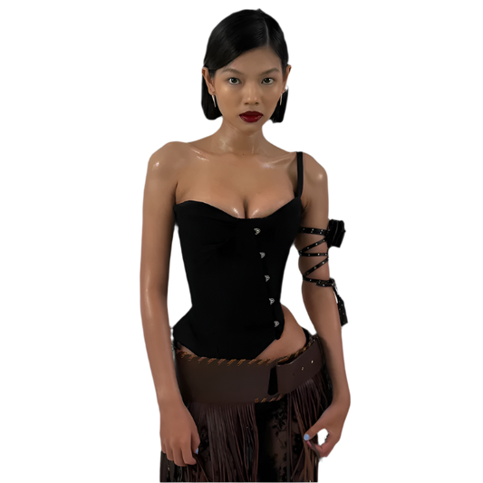 Asymmetrical One Shoulder Bustier Corset Top